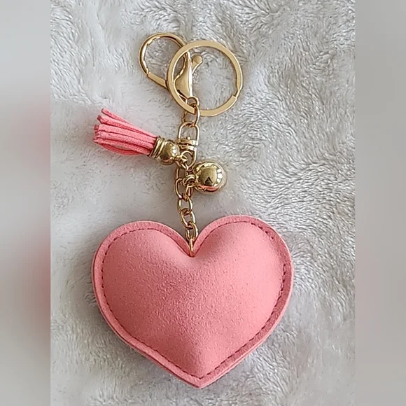 Pink I Heart Jesus Keychain with Gold Accents Bag Charm - Picture 3 of 3